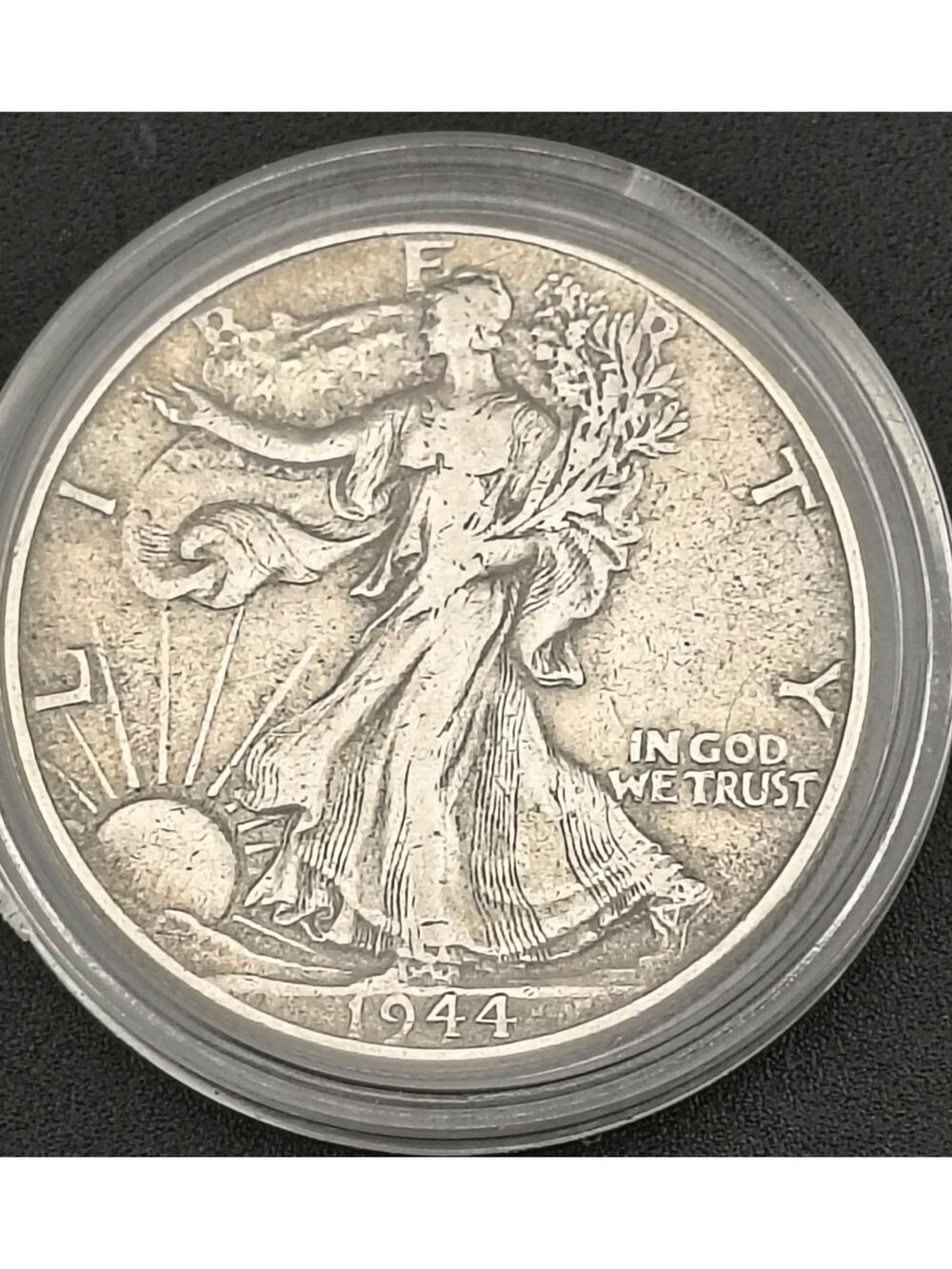 1944 Walking Liberty Silver Half Dollar 90% Silver Coin - In Protective Capsule